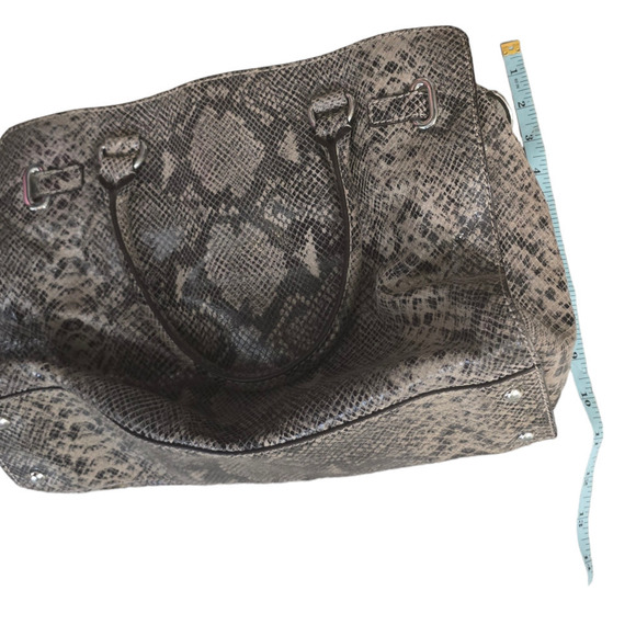 Michael Kors brown snake skin print leather Hamilton satchel/crossbody silver - Picture 8 of 9